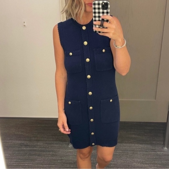 Reformation Catalina Cotton Mini Dress in Navy - Picture 1 of 9